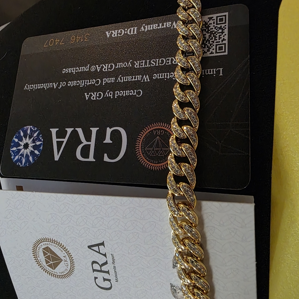 18k Gold Plated Miami Cuban Iced Out Bracelet 8" Moissanite 12ctw 8mm - Picture 8 of 9